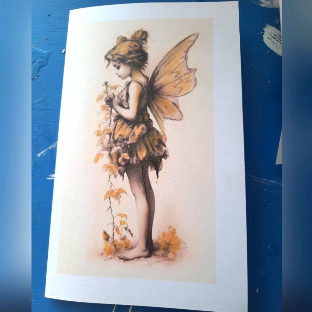 3 for 25$ Handmade greeting card with envelope - Black And Yellow Fairy